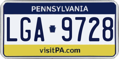 PA license plate LGA9728