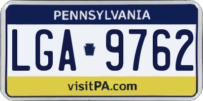 PA license plate LGA9762