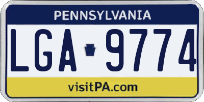 PA license plate LGA9774
