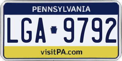 PA license plate LGA9792