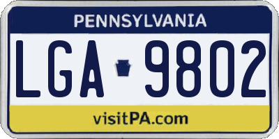 PA license plate LGA9802