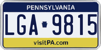 PA license plate LGA9815