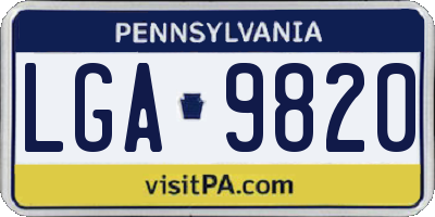 PA license plate LGA9820