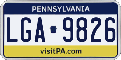 PA license plate LGA9826