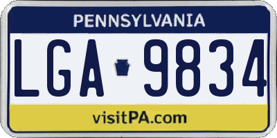 PA license plate LGA9834