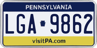 PA license plate LGA9862
