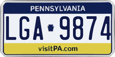 PA license plate LGA9874