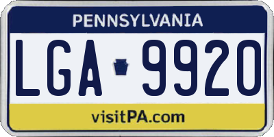 PA license plate LGA9920
