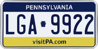PA license plate LGA9922