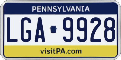 PA license plate LGA9928