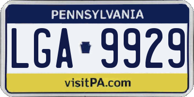PA license plate LGA9929