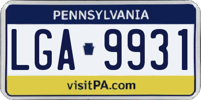 PA license plate LGA9931
