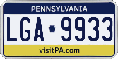 PA license plate LGA9933