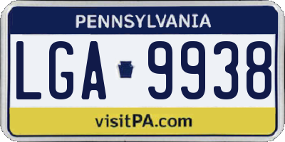 PA license plate LGA9938