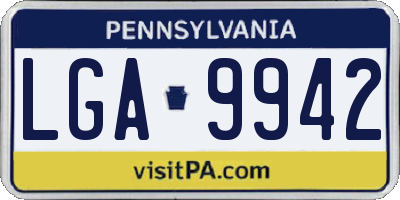 PA license plate LGA9942