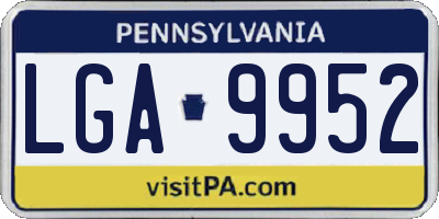 PA license plate LGA9952