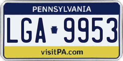 PA license plate LGA9953