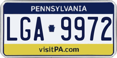 PA license plate LGA9972
