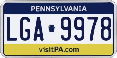 PA license plate LGA9978