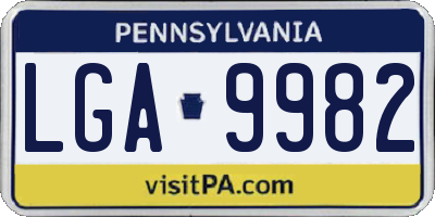 PA license plate LGA9982