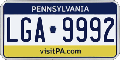 PA license plate LGA9992