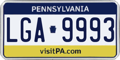 PA license plate LGA9993