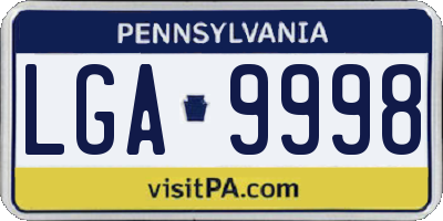 PA license plate LGA9998