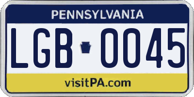 PA license plate LGB0045