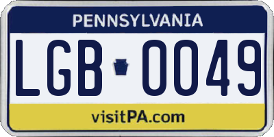 PA license plate LGB0049