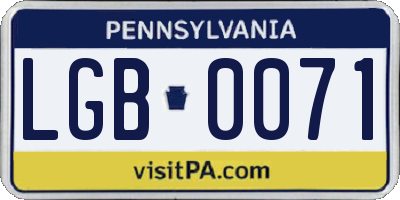 PA license plate LGB0071