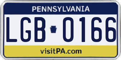 PA license plate LGB0166