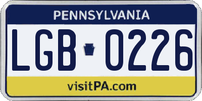 PA license plate LGB0226