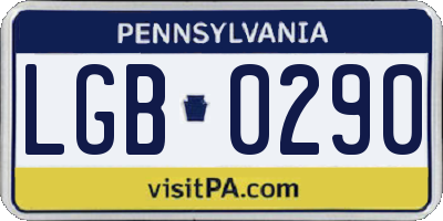 PA license plate LGB0290
