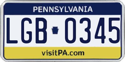 PA license plate LGB0345