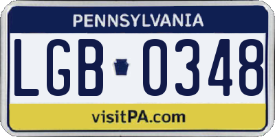 PA license plate LGB0348