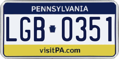 PA license plate LGB0351