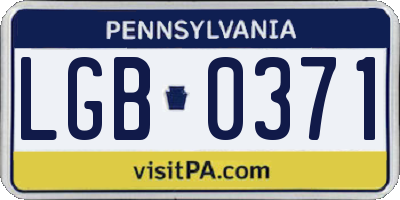 PA license plate LGB0371