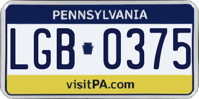 PA license plate LGB0375