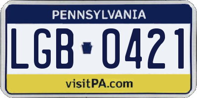 PA license plate LGB0421