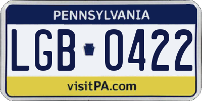 PA license plate LGB0422