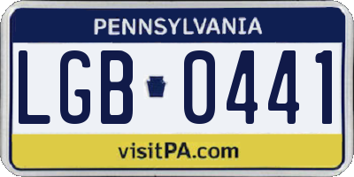 PA license plate LGB0441