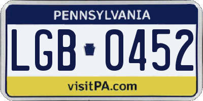 PA license plate LGB0452