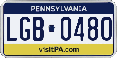 PA license plate LGB0480