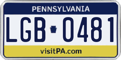 PA license plate LGB0481