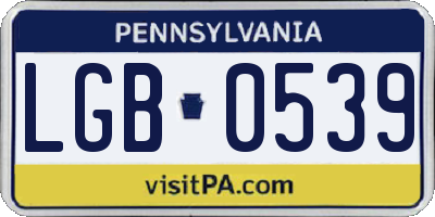 PA license plate LGB0539