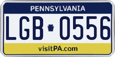 PA license plate LGB0556