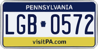 PA license plate LGB0572