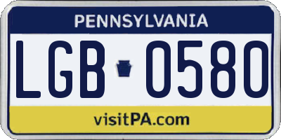 PA license plate LGB0580