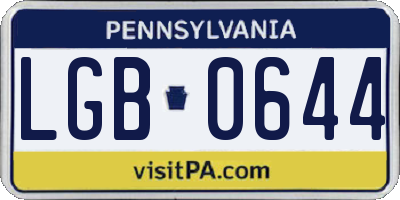 PA license plate LGB0644