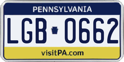 PA license plate LGB0662